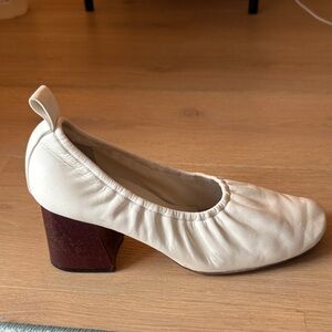Celine Cream Block Heel Shoes
